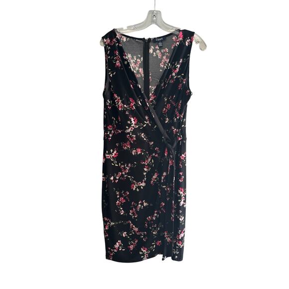 Chaps Size Large Women's Blue Faux Wrap Ruffle V-Neck Sleeveless Midi Dress - Picture 1 of 6